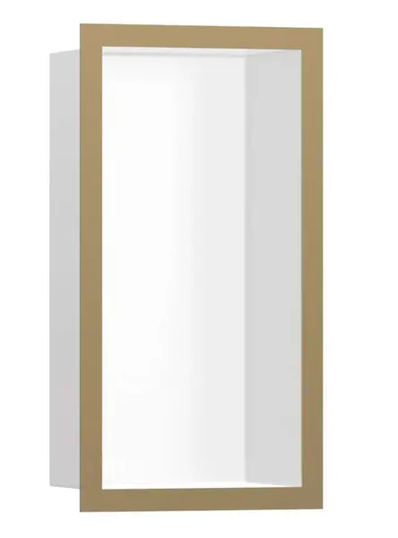 Hansgrohe XtraStoris Individual - Výklenek do stěny s designovým rámem, 30x15x10 cm, matná bílá/kartáčovaný bronz 56096140