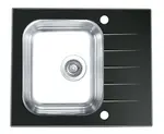 Alveus Altone - Dřez 60x50 cm, s ovládáním odtoku, černé sklo/nerez 1114557