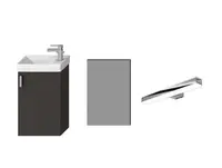 Jika Petit - Set skříňky s umývátkem, zrcadla a osvětlení, šedá H45J5141753011