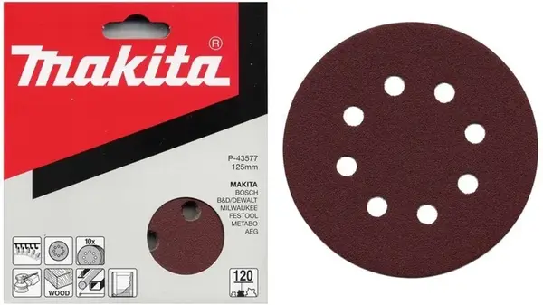 Makita Príslušenstvo - Brúsny papier K60, priemer 125 mm, 10 ks P-43549