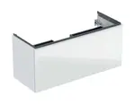 Geberit Acanto - Umyvadlová skříňka, 118x54x48 cm, 2 zásuvky, sklo/bílá 503.006.01.2