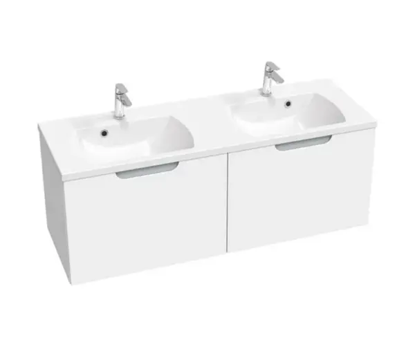 Ravak Classic II - Umývadlová skrinka 129x45x47 cm, 2 zásuvky, lesklá biela/sivá X000001483