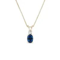 Zlatý náhrdelník s oválným safírem a briliantem KLENOTA