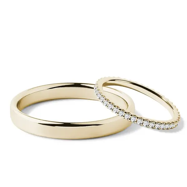 Set eternity & hladký snubní prsten ze žlutého zlata KLENOTA