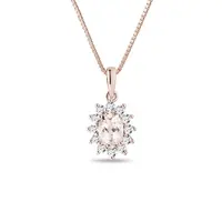 Náhrdelník s morganitem a diamanty v růžovém zlatě KLENOTA