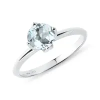 Něžný prstýnek s akvamarínem v bílém 14k zlatě KLENOTA