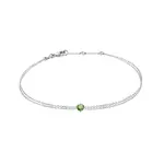 Dvojitý náramek z bílého zlata se zeleným diamantem KLENOTA