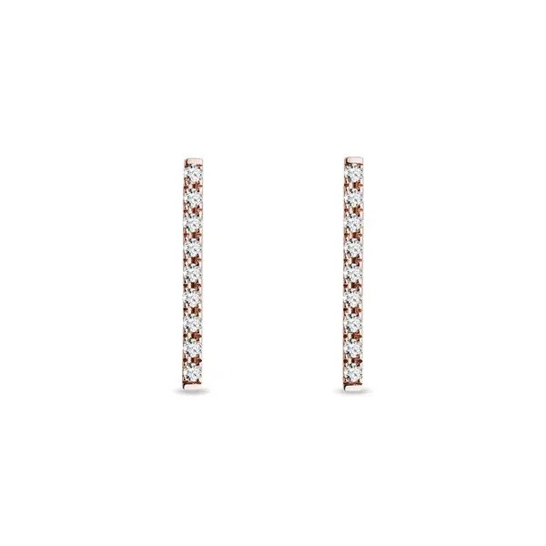 Diamantové náušnice tyčinky z růžového zlata KLENOTA