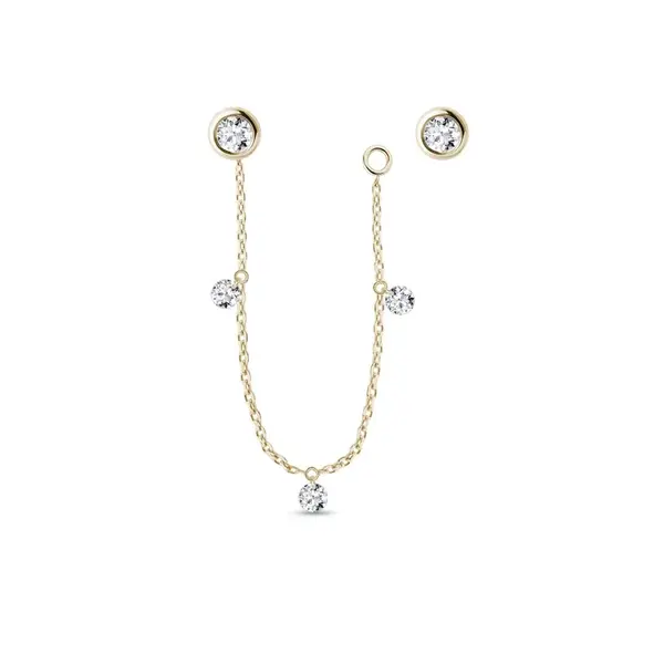 Variabilné náušnice s diamantmi a retiazkou zo žltého zlata KLENOTA