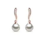 Náušnice z ružového zlata s diamantmi a perlami Akoya KLENOTA
