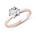 Zásnubný prsteň z ružového zlata s 1ct diamantom KLENOTA