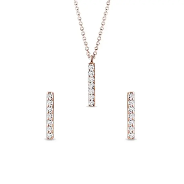 Súprava šperkov z ružového zlata s diamantovou tyčinkou KLENOTA