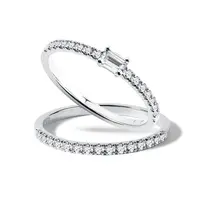 Romantický set prstenů s diamanty ve 14k bílém zlatě KLENOTA