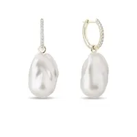 Náušnice kruhy s barokními perlami a diamanty ve zlatě KLENOTA