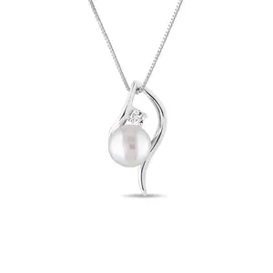Přívěsek z bílého zlata se sladkovodní perlou KLENOTA