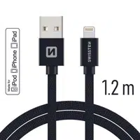 Datový kabel Swissten Textile USB-C/ Lightning MFi 1,2 M, black