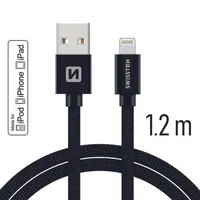Datový kabel Swissten Textile USB-C/ Lightning MFi 1,2 M, black