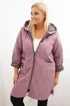 Kesi Włoski Dámská prošívaná bunda Plus Size s podšívkou v leopardím vzoru a kapucí tmavě růžová