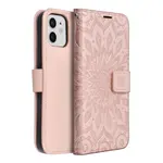 Flipové pouzdro MEZZO Book case pro Apple iPhone 12/12 Pro, mandala rose gold