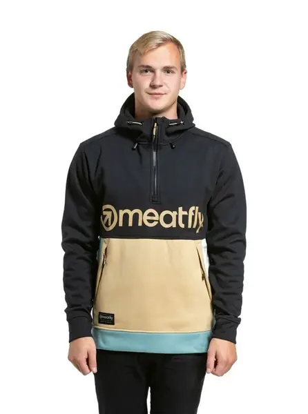 Meatfly pánská technická mikina Tason Light Brown / Black | Černá | Velikost XXL
