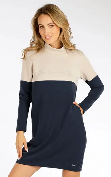 Dámské šaty s dlouhým rukávem 7f079 tmavě modrá litex xl