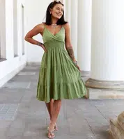 UR/CEO Green flared dress Fiorentini