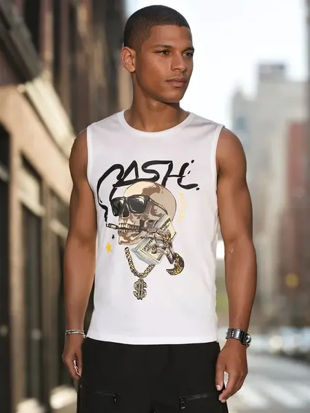 Koszulka męska bez rękawów biała Dstreet