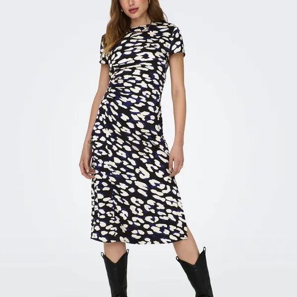 Krémovo-čierne dámske vzorované šaty JDY Urba