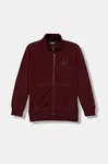 Detská bavlnená mikina United Colors of Benetton bordová farba, s nášivkou, 3J68C501B