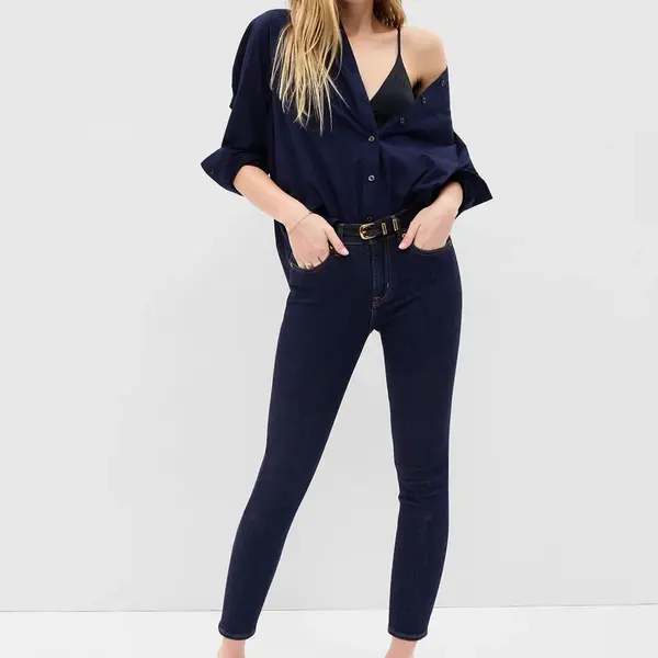 GAP Modré dámské džíny mid rise true skinny jeans with Washwell