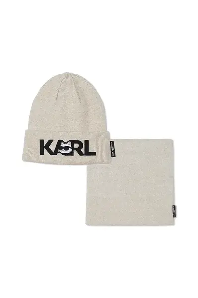 Detská bavlnená čiapka a šál Karl Lagerfeld