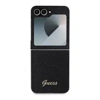 Zadní kryt Guess PC/TPU Glitter Flakes Metal Logo pro Samsung Galaxy Z Flip 6/7 FE, černá