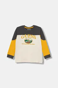 Dětské bavlněné tričko s dlouhým rukávem Guess