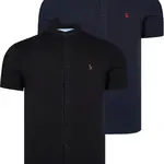 DOUBLE SET T8597 DEWBERRY MEN'S SHIRT-BLACK-NAVY BLUE
