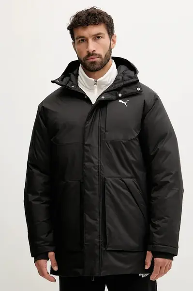 Péřová bunda Puma černá barva, zimní, 688380