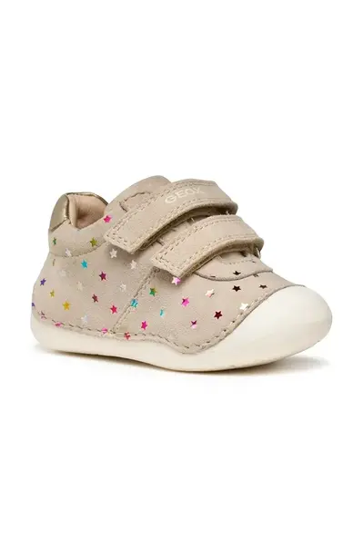 Dětské semišové polobotky Geox TUTIM béžová barva, B9440B.007NF