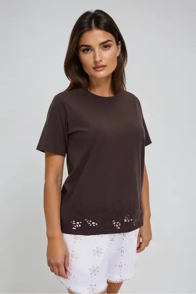 Marisse Brown Cotton Blouse