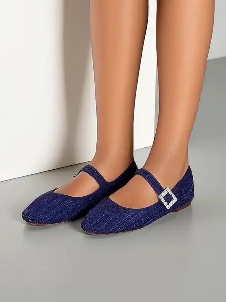 Resti Women's checked ballet flats with a buckle and strap Riffos