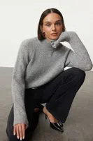 Trendyol Gray Wool High Collar Knitwear Sweater
