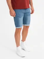 Ombre Men's denim shorts with rolled up leg - blue
