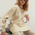 Trendyol Stone High Neck Voštinový vzorovaný pletený pletený svetr