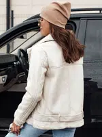 Dámská bunda NORFDIMA kožená s kožíškem bílá Dstreet