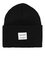 JACK & JONES Čiapky 'Long Knit'  čierna / biela