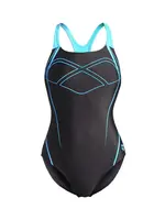 ARENA Jednodielne plavky 'Graphic Pro Back'  vodová / čierna