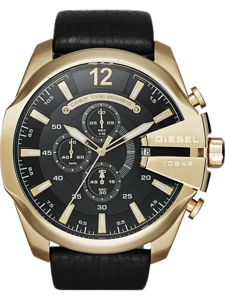DIESEL Analógové hodinky 'Mega Chief'  zlatá / čierna