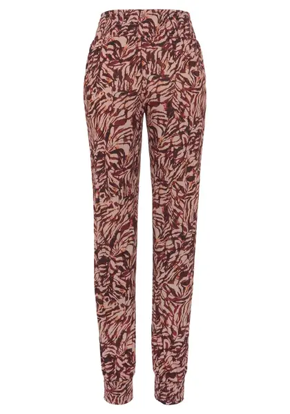 VIVANCE Pyžamové nohavice  béžová / oranžová / hrdzavo červená / čierna