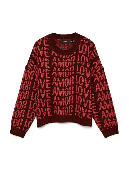 VERO MODA Sveter 'VMLove'  červená / bordová