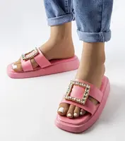 marka niezdefiniowana Pink Fusberta flip-flops with rhinestones
