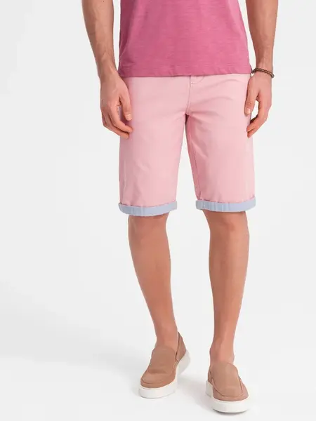 Ombre Men's chinos shorts with contrasting turn-up