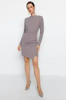 Trendyol Nork Premium texturovaný krepový nařasený detail Mini pletené šaty